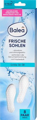 Balea Inlegzolen Frischesohlen wit, maat 36-38 (8 paar), 16 stuks