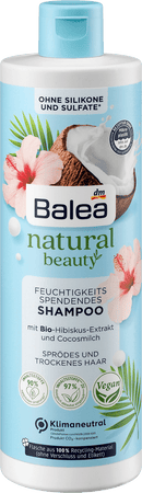 Balea Shampoo Natural Beauty met biologisch hibiscus-extract en kokosmelk, 400 ml