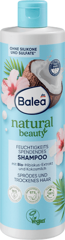 Balea Shampooing Natural Beauty Extrait d'hibiscus bio et lait de coco, 400 ml