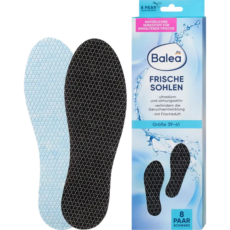 Balea Fresh inlegzolen zwart, maat 39-41 (8 paar), 16 stuks.