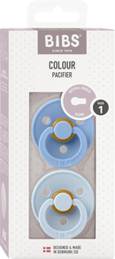 BIBS Fopspeen Colour Latex rond, blauw/lichtblauw, maat 1, 0-6 maanden, 2 stuks