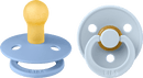 BIBS Fopspeen Colour Latex rond, blauw/lichtblauw, maat 1, 0-6 maanden, 2 stuks