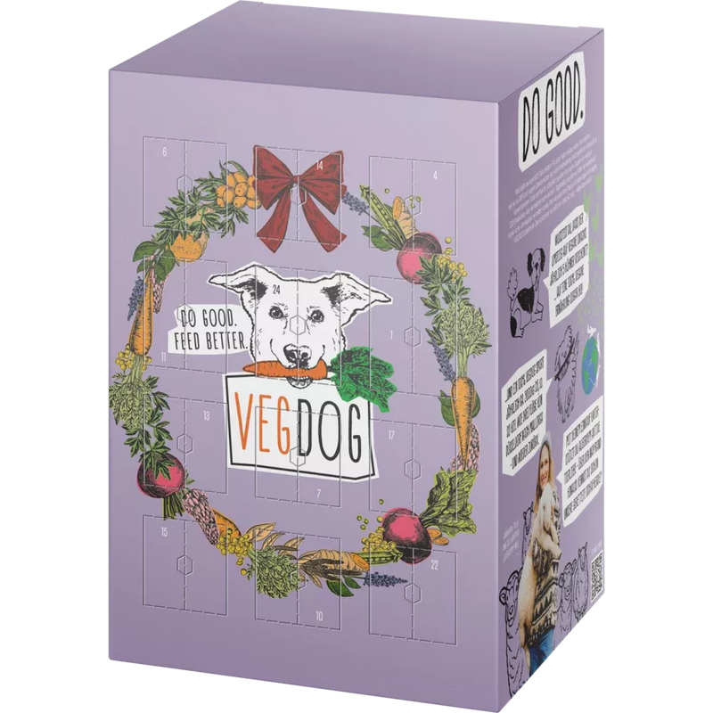 VEGDOG Adventskalender 2024 "merry woofmas" veganistisch hondenvoer, 1 stuk