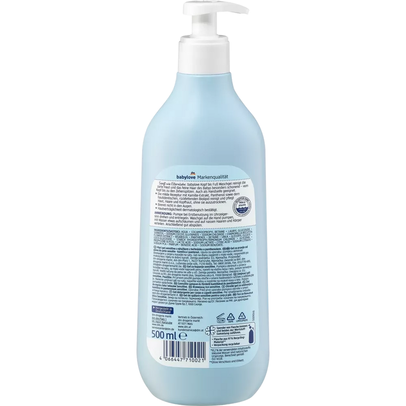 babylove Baby wasgel hoofd tot teen gevoelig, 500 ml