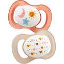 Sucette Babylove pour nouveau-né, symétrique, en silicone, pêche/crème, 0-2 mois, 2 pièces
