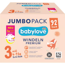 Couches babylove taille 3 Midi (4-9 kg), pack jumbo, 92 pièces.
