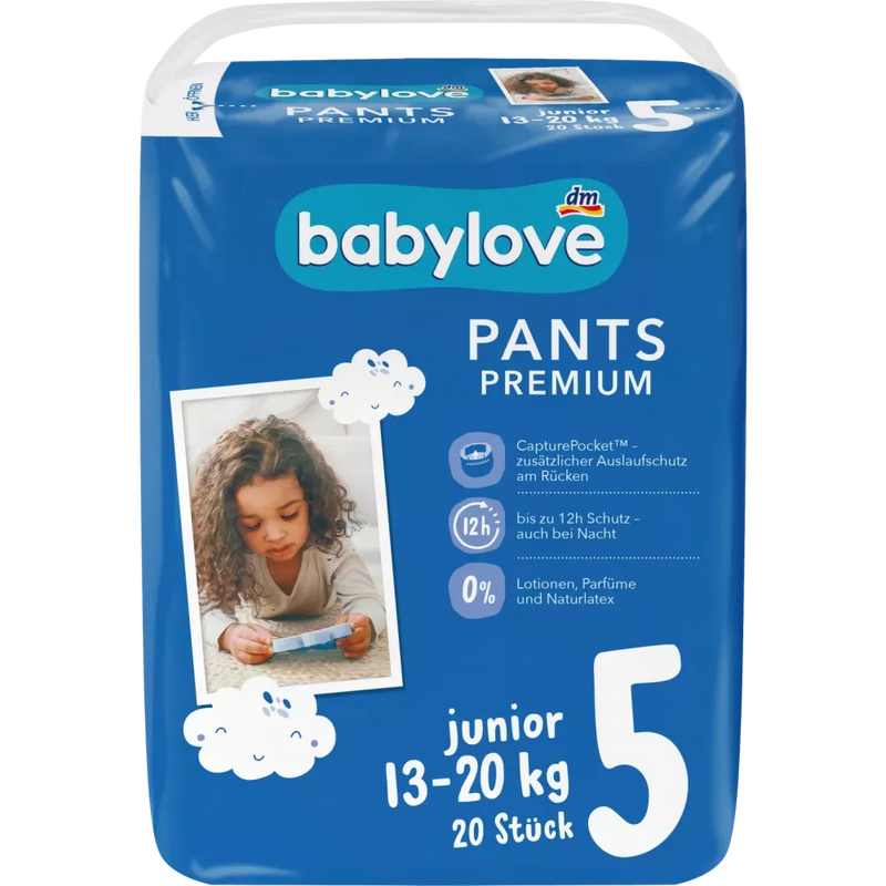 babylove Babybroek Premium maat 5 Junior (13-20 kg), 20 stuks.