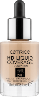 Catrice Fond de Teint Liquide HD Coverage Mini Waterproof 010 Beige clair, 10 ml
