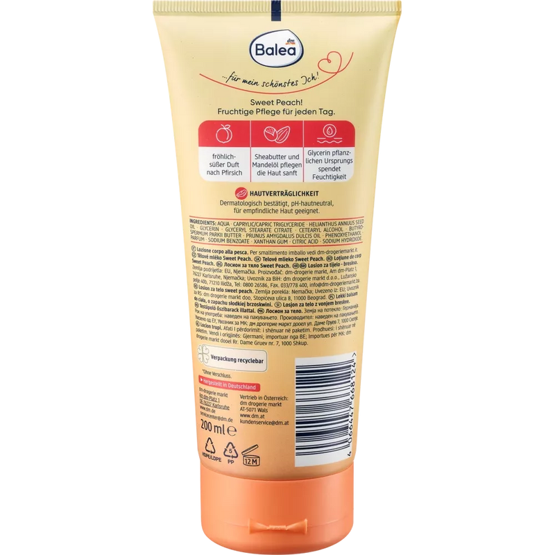 Balea Kids Body Lotion Zoete Perzik, 200 ml