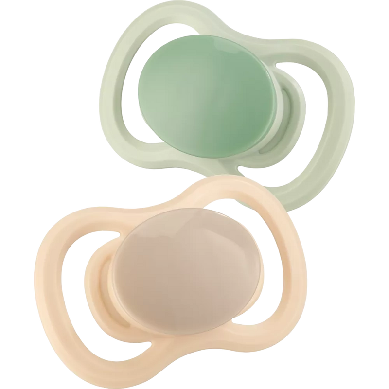 babylove Fopspeen Air silicone symmetrisch, bruin/groen, maat 1, 0-6 maanden, 2 st.