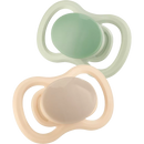 Sucette en silicone babylove Air, anatomique, marron/vert, taille 1, 0-6 mois, 2 pièces.