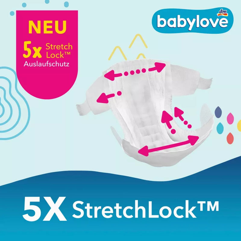 Couches babylove Premium taille 1 Nouveau-né (2-5 kg), 28 pièces.
