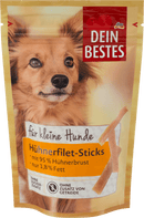 Dein Bestes Dogs Snack pour petits chiens, bâtonnets de filet de poulet, 80 g