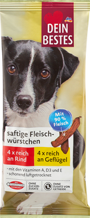 Dein Bestes Snack pour chiens, saucisses de viande juteuses, 60 g