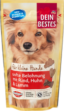 Dein Bestes Snack pour petits chiens, récompense douce au boeuf, poulet et agneau, 60 g