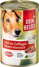 Dein Bestes Nourriture humide pour chiens, riche en cœurs de volaille classique, 400 g
