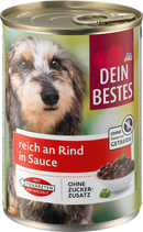 Dein Bestes Nourriture humide pour chiens, riche en boeuf en sauce, 400 g