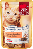 Dein Bestes Natvoer voor katten 'Bauernpfännchen', rijk aan lever, een klassieker uit oma's keuken, 100 g