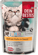 Dein Bestes Natvoer voor katten en kittens, rijk aan kip in saus, Junior, 100 g