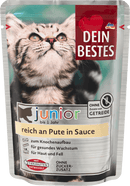 Dein Bestes Natvoer voor katten en kittens, rijk aan kalkoen in saus, Junior, 100 g
