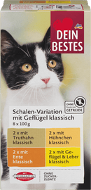 Dein Bestes Nourriture humide pour chats, variantes de volaille multipack (8x100g), 800 g