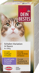 Dein Bestes Nourriture humide pour chat, pack économique plats en sauce, 8 x 100 g, 800 g
