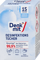 Lingettes désinfectantes Denkmit Emballées individuellement pour les déplacements, 15 pièces.