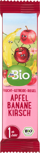 dmBio Barre aux fruits banane pomme cerise de 1 an, 25 g