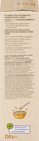 dmBio Bouillie de céréales d'avoine à partir de 5 mois, 250 g