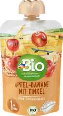 dmBio Quetschie pomme-banane à l'épeautre de 1 an, Demeter, 100 g
