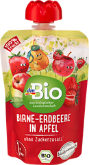 dmBio Quetschie poire-fraise en pomme de 1 an, demeter, 100 g