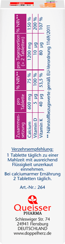 Doppelherz Calcium + vitamine D3-tabletten, 30 stuks, 59,1 g