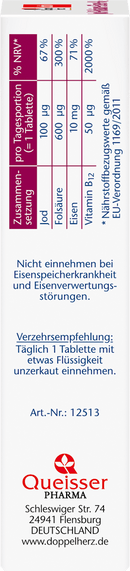 Doppelherz Iode + acide folique + comprimés de fer 45 pièces, 20,4 g
