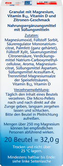 Doppelherz Magnésium 500 +B12 +D3 granulés directs 20 pièces, 32 g
