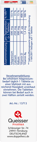 Doppelherz Magnesium 500 + calcium + kalium tabletten, 30 stuks, 69,6 g