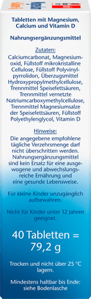Doppelherz Magnésium + Calcium + Vitamine D3 Comprimés 40 pièces, 79,2 g
