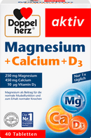 Doppelherz Magnésium + Calcium + Vitamine D3 Comprimés 40 pièces, 79,2 g