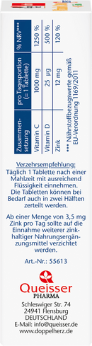 Doppelherz Vitamine C 1000 + D3 + zink depot-tabletten 30 stuks, 42,9 g