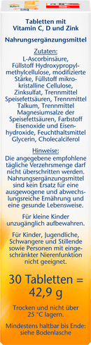Doppelherz Vitamine C 1000 + D3 + zink depot-tabletten 30 stuks, 42,9 g