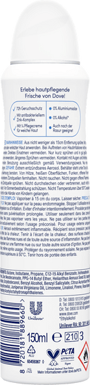 Déodorant en spray Dove Original au complexe de zinc, 150 ml