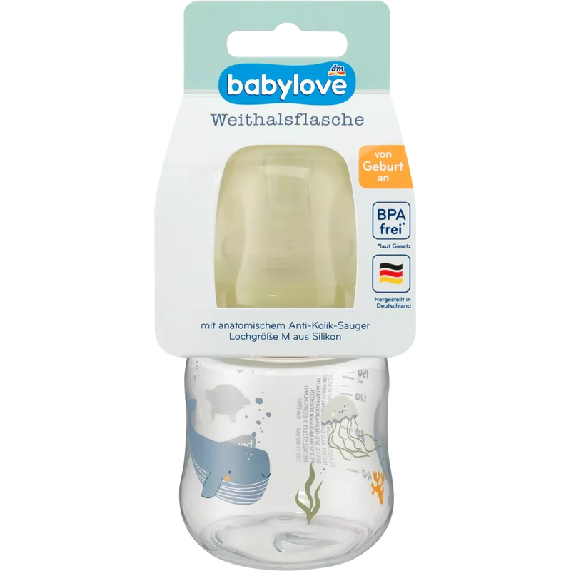 babylove Babyfles brede hals munt, 150 ml, 1 st