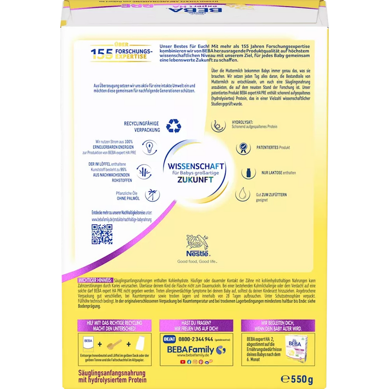 Nestlé BEBA Expert HA Pré dès la naissance, 550 g