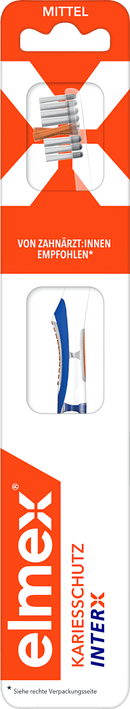 elmex Brosse à dents InterX milieu de protection contre les caries, 1 pièce