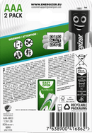 Energizer Piles rechargeables Micro AAA 800 mAh, 2 pièces