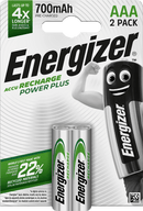 Piles rechargeables Energizer Power Plus AAA 700 mAh, 2 pièces