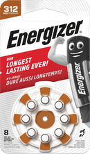 Energizer Piles pour appareils auditifs 312, 8 pièces