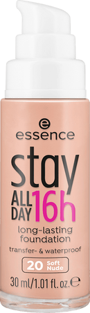 essence cosmetics Make-up stay ALL DAY 16h fond de teint longue tenue Soft Nude 20, 30 ml