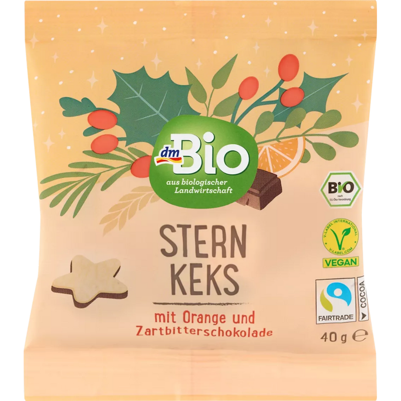 dmBio Sterbiscuitje met pure sinaasappelchocolade, adventskalender voor zelfontwerper 2025, 40 g