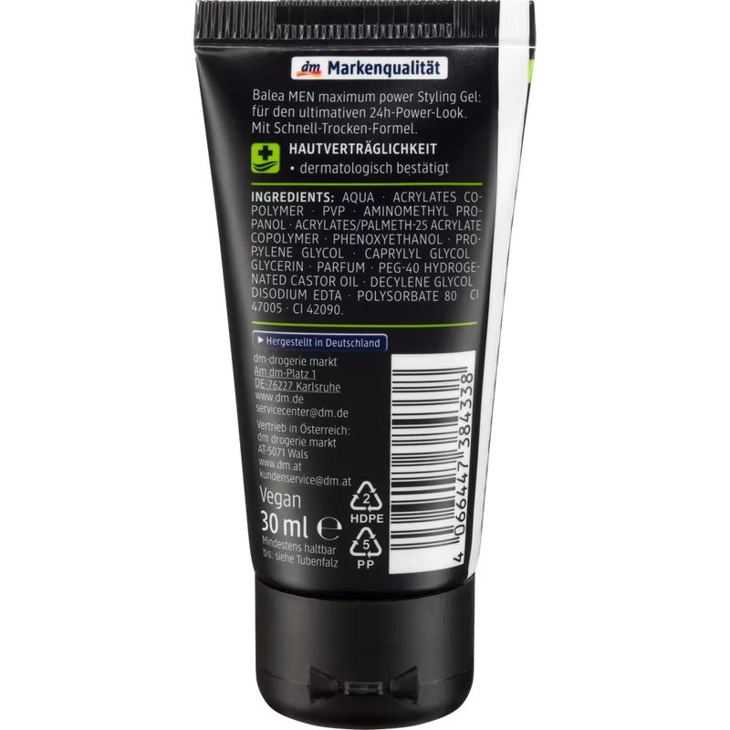 Balea MEN Haargel maximum power styling reisformaat, 30 ml