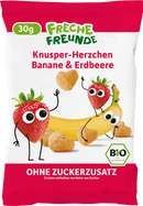 Freche Freunde Kindersnack Knapperige hartjes Banaan & Aardbei, vanaf 1 jaar, 30 g